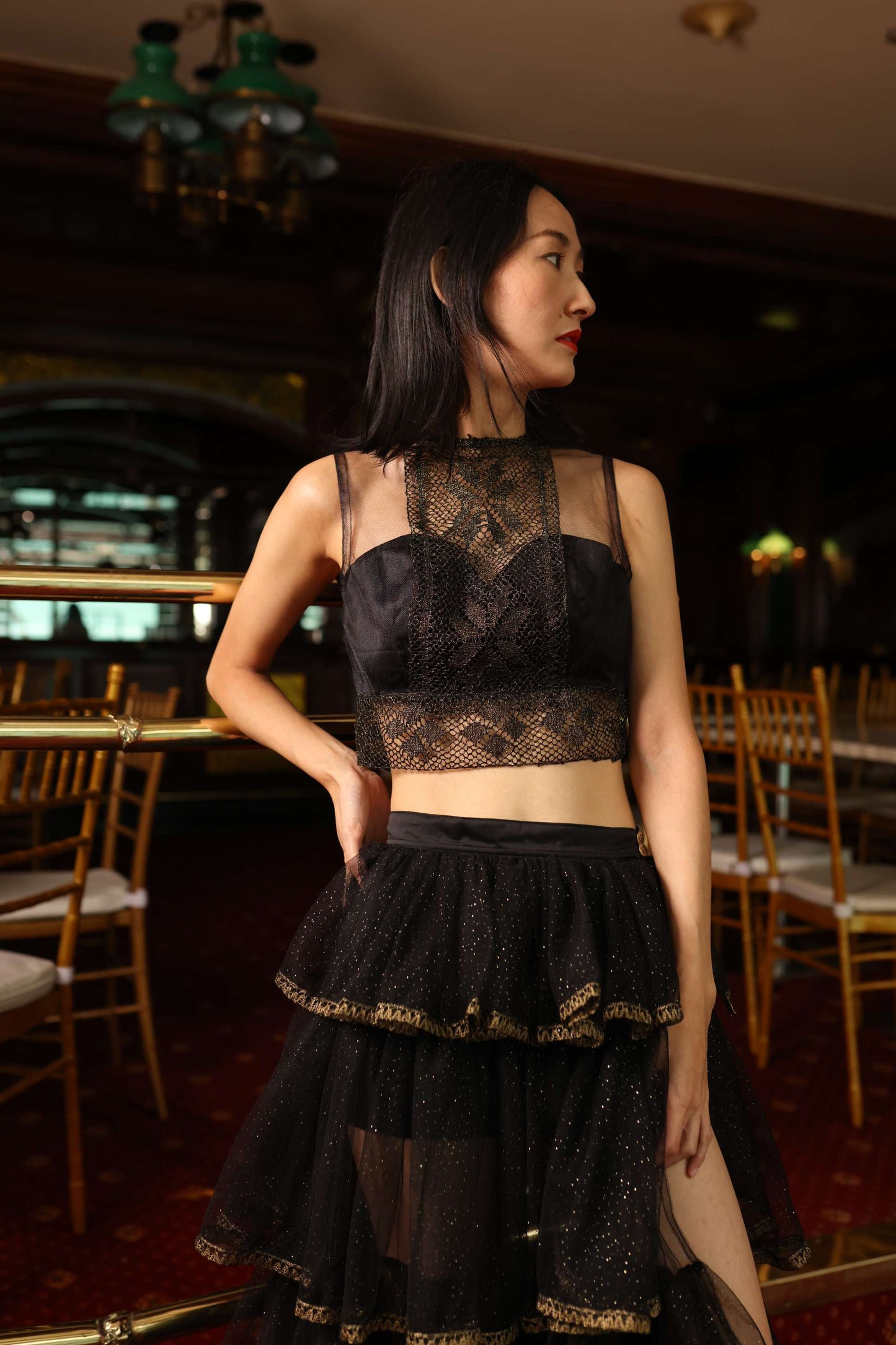 Long Layered Lace Skirt