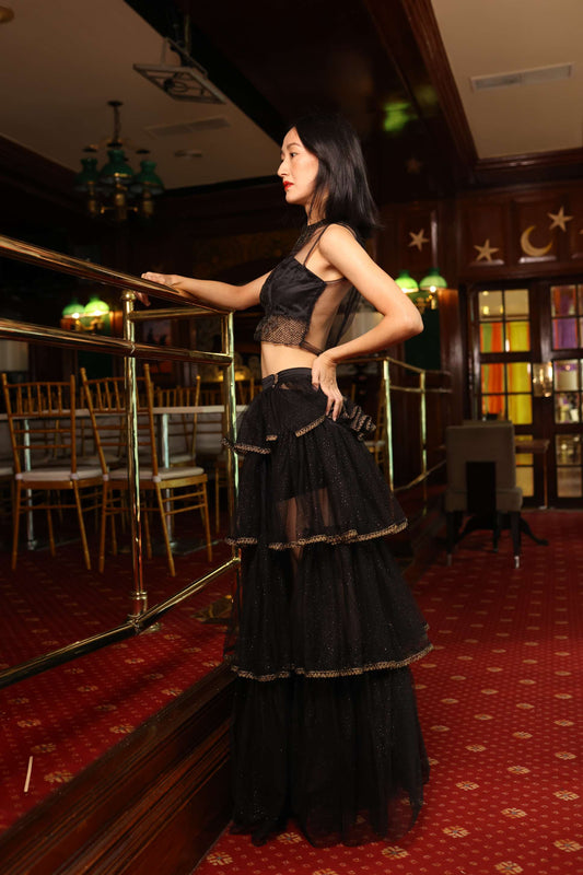 Long Layered Lace Skirt