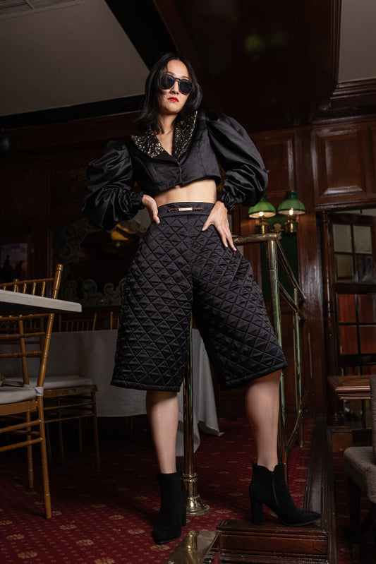 Quilted Black Culotte